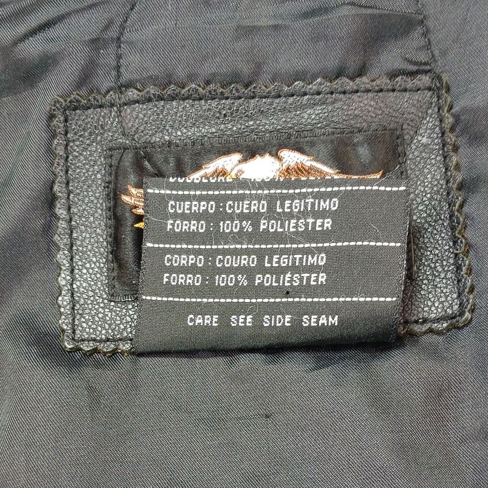 Harley-Davidson Men's Black Leather Biker Vest - Patches & Pins, USMC Veteran L. - Picture 6 of 16